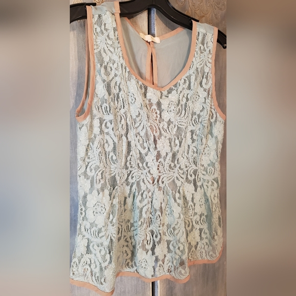 Ryu Anthropologie Lace/Chiffon 3 Bows Tank Blouse (S) - Picture 4 of 15